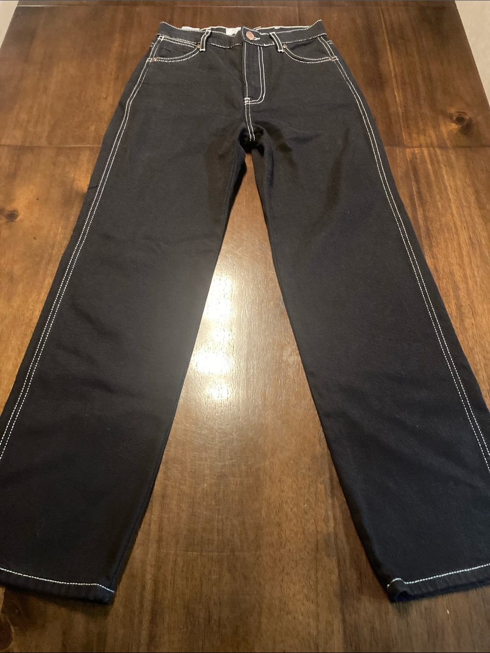 Reformation Cowboy High Rise Black Straight-Leg Jeans